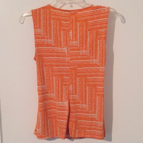 ! BR orange/white pattern sleeveless blouse - Picture 5 of 7